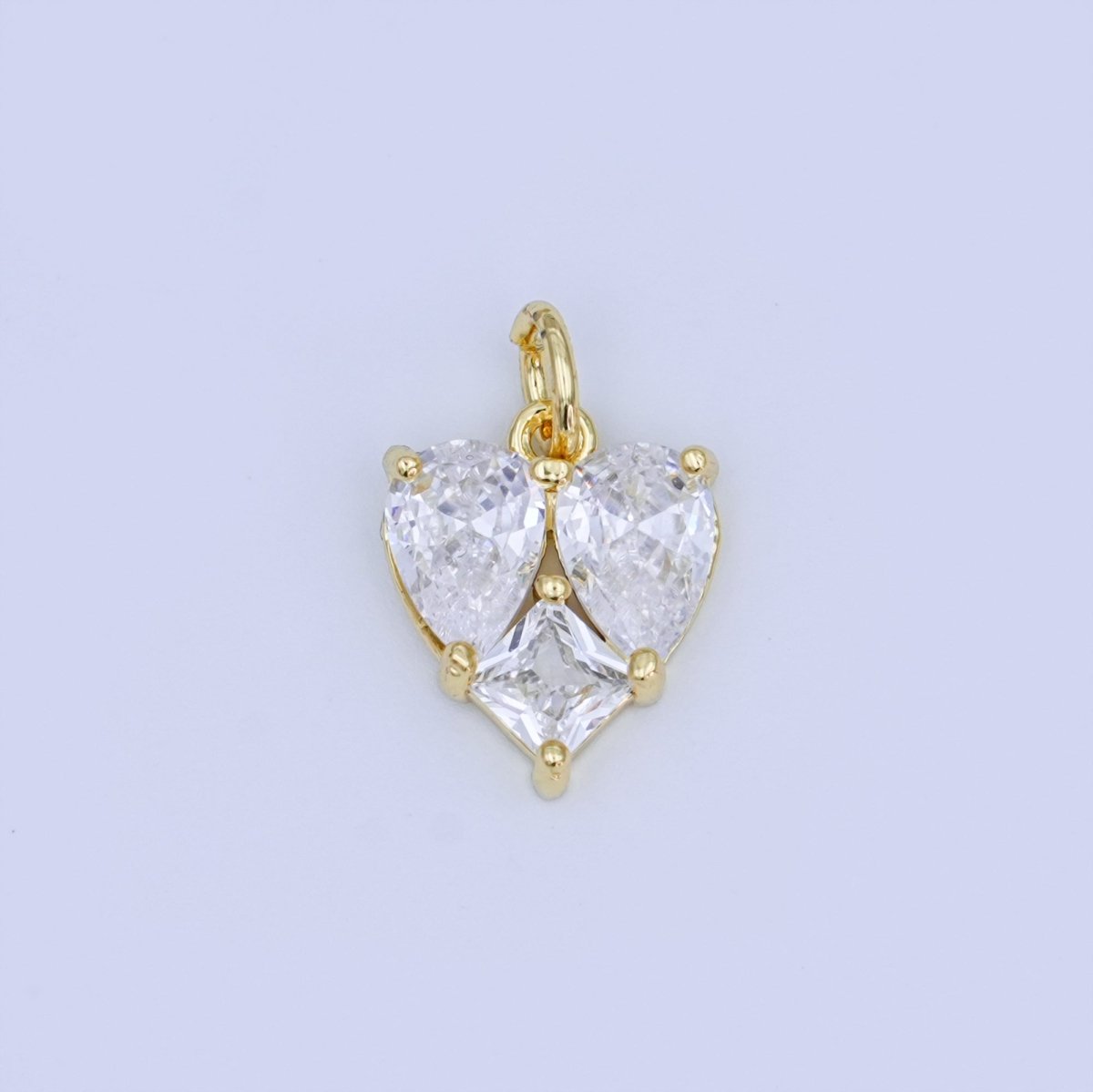 24K Gold plated Geometric Clear CZ Mini Charm in Gold & Silver | N058 