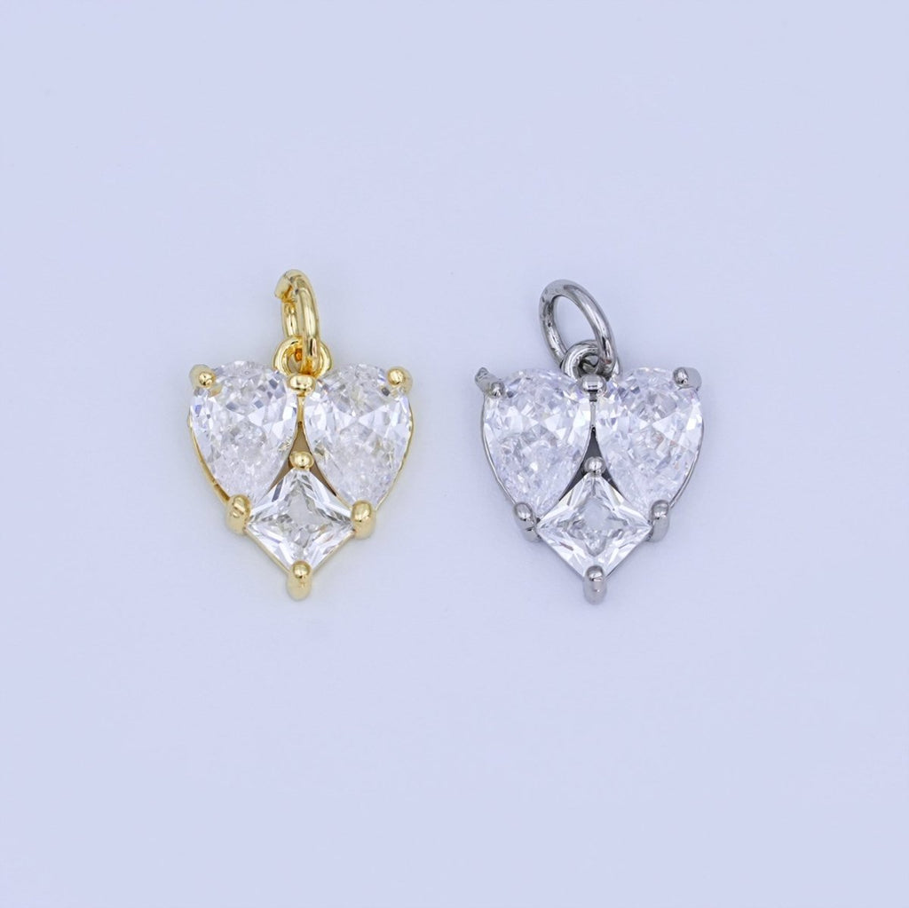 24K Gold plated Geometric Clear CZ Mini Charm in Gold & Silver | N058 