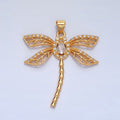 24K Gold plated Geometric Dragonfly Insect Micro Paved CZ Pendant | AA140 - DLUXCA