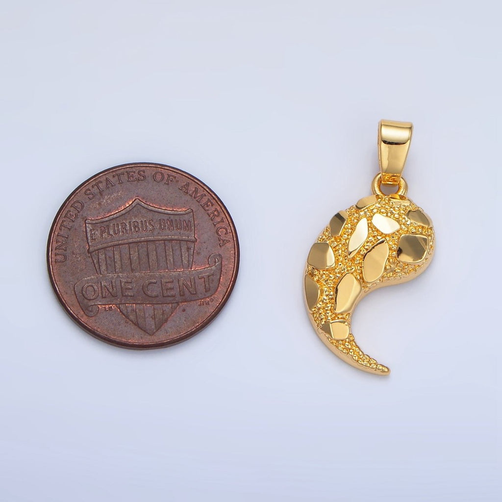 24K Gold plated Geometric Edged Textured Tusk Pendant | AA943 - DLUXCA