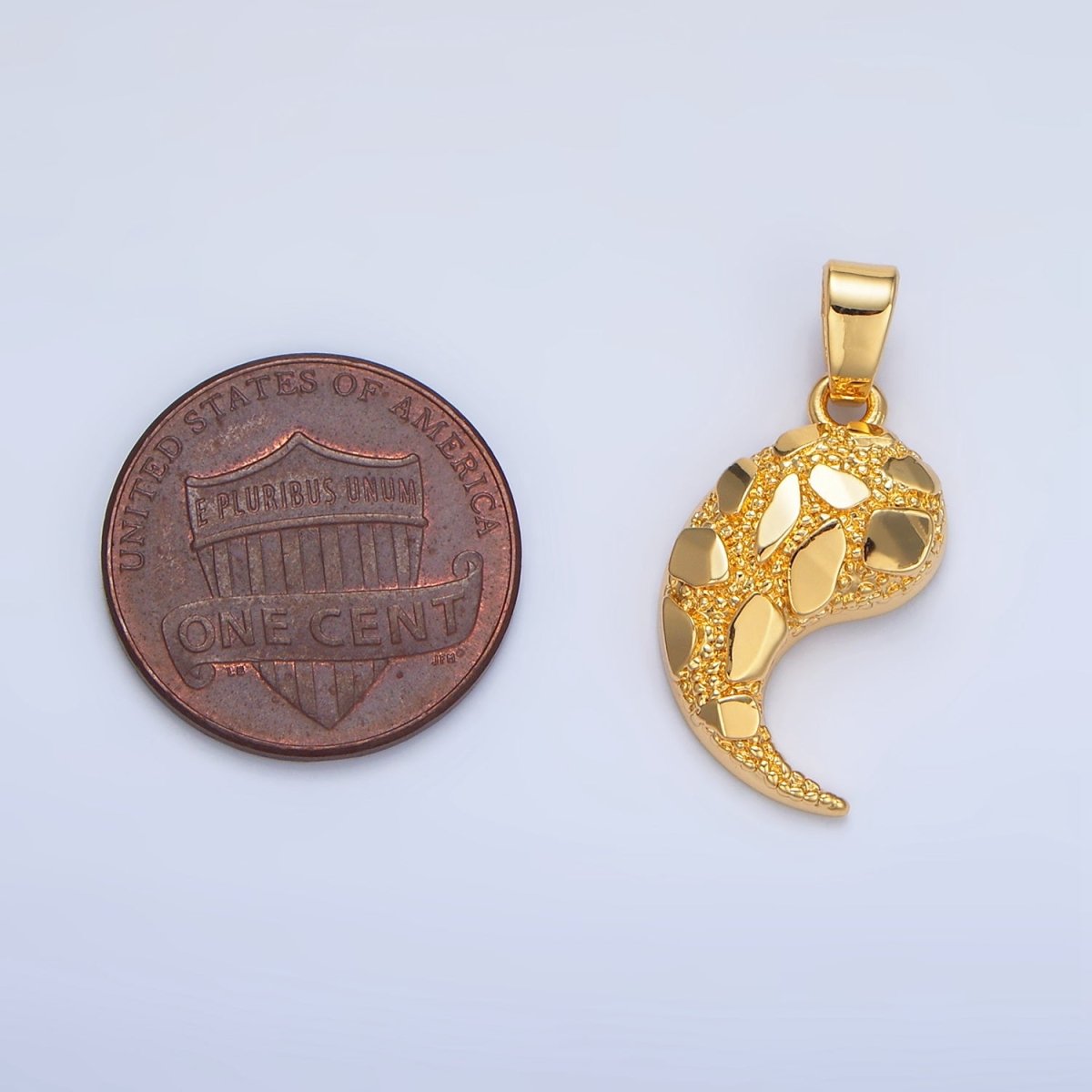 24K Gold plated Geometric Edged Textured Tusk Pendant | AA943 - DLUXCA