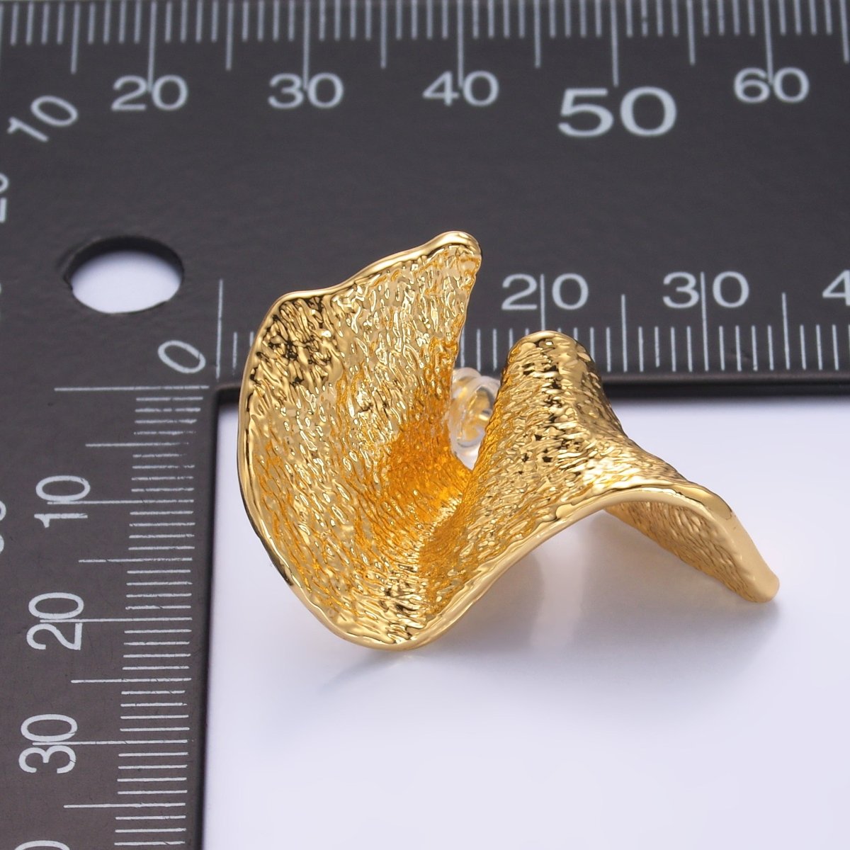 24K Gold plated Geometric Hammered Foil Stud Earrings | AD569 - DLUXCA