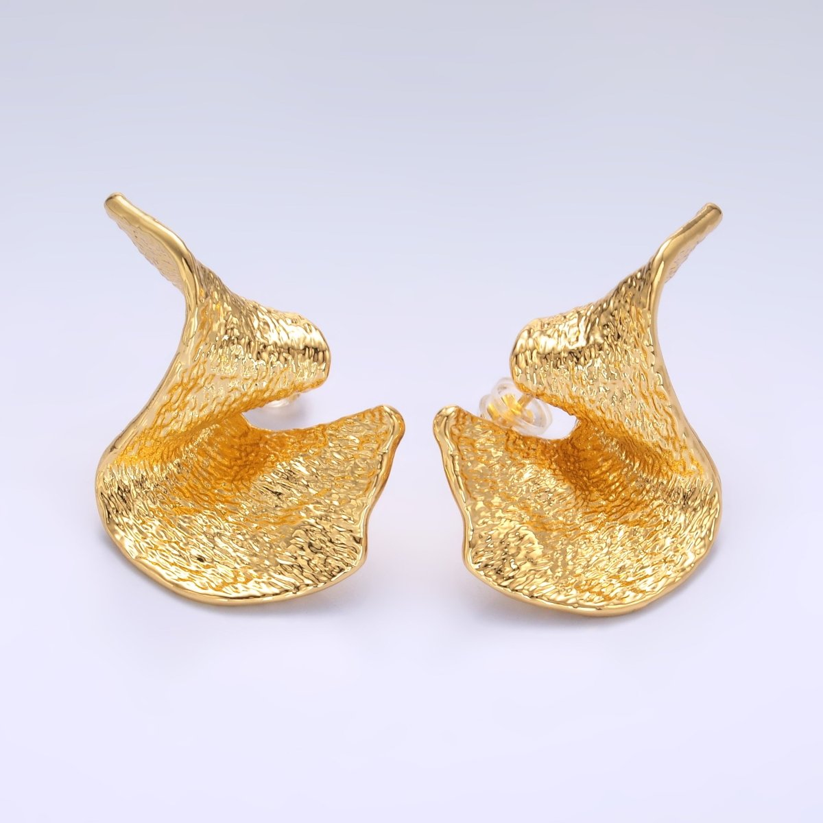 24K Gold plated Geometric Hammered Foil Stud Earrings | AD569 - DLUXCA