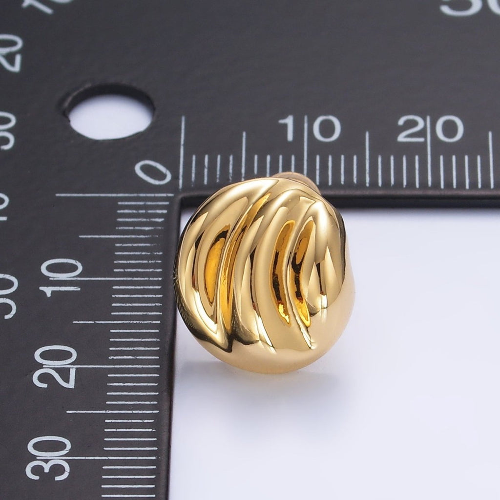 24K Gold plated Geometric Hammered Lined Round Stud Earrings in Gold & Silver | AB877 AB878 - DLUXCA