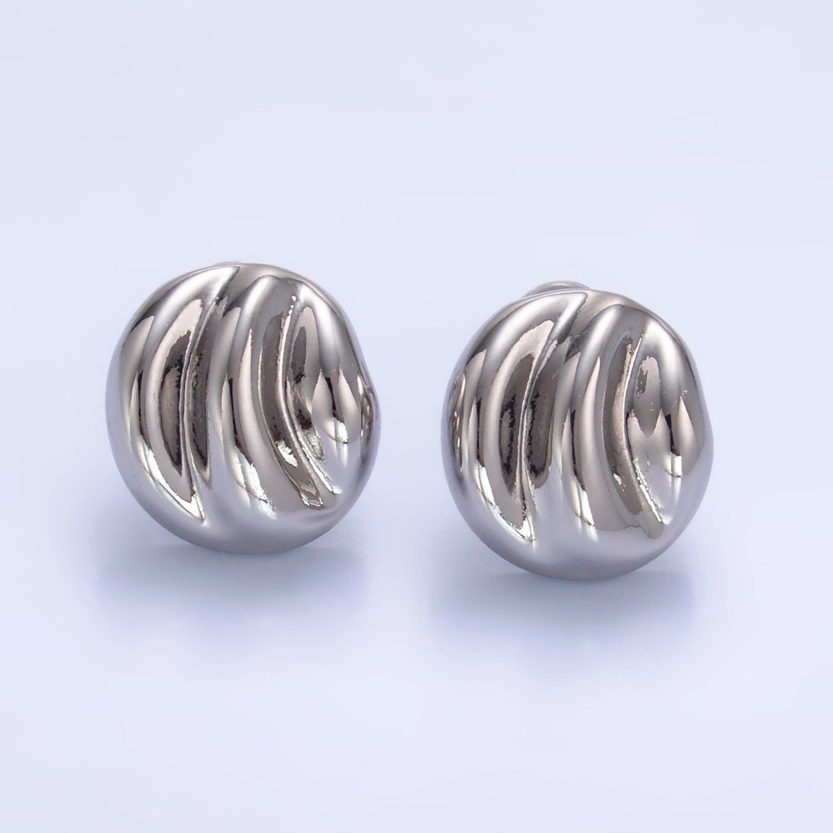 24K Gold plated Geometric Hammered Lined Round Stud Earrings in Gold & Silver | AB877 AB878 - DLUXCA