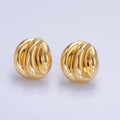24K Gold plated Geometric Hammered Lined Round Stud Earrings in Gold & Silver | AB877 AB878 - DLUXCA