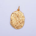 24K Gold plated Geometric Hammered Oval Charm | W387 - DLUXCA