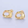 24K Gold plated Geometric Molten Stud Earrings | V270 - DLUXCA