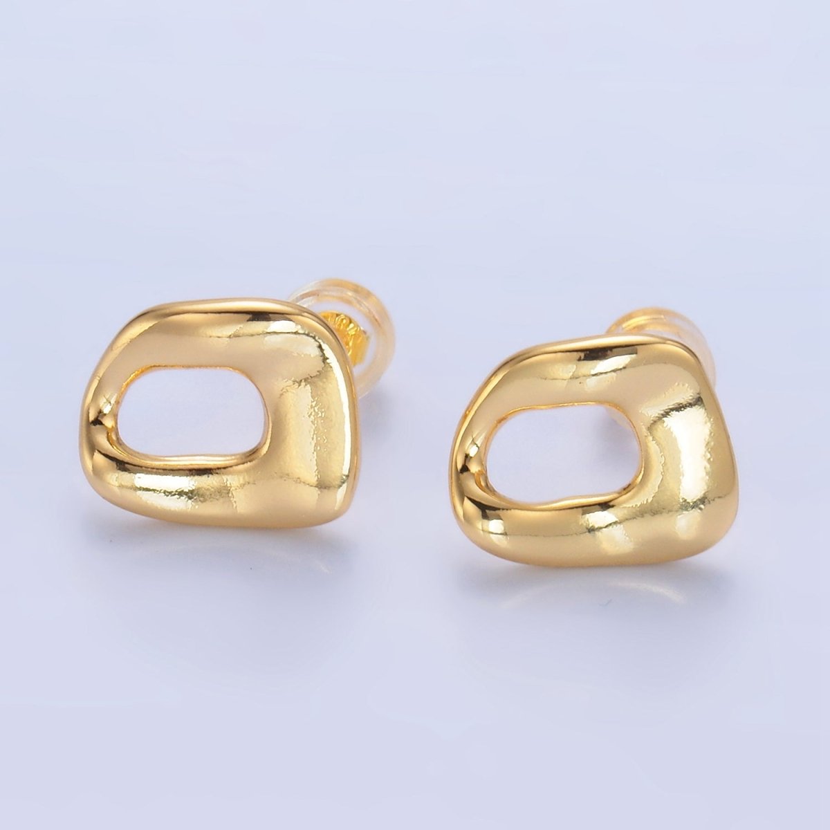 24K Gold plated Geometric Molten Stud Earrings | V270 - DLUXCA
