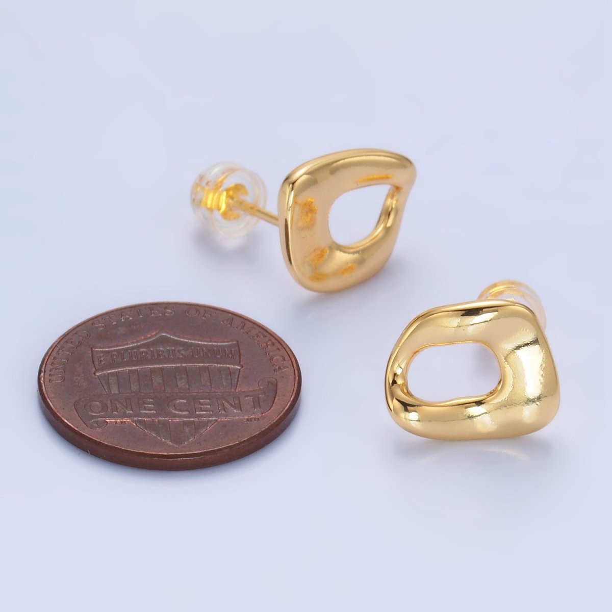24K Gold plated Geometric Molten Stud Earrings | V270 - DLUXCA