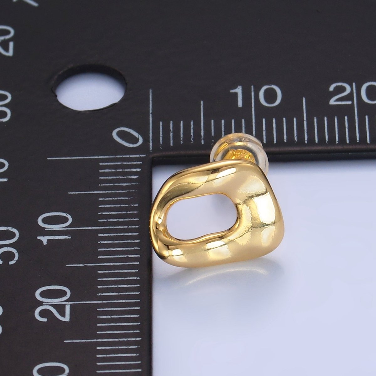 24K Gold plated Geometric Molten Stud Earrings | V270 - DLUXCA
