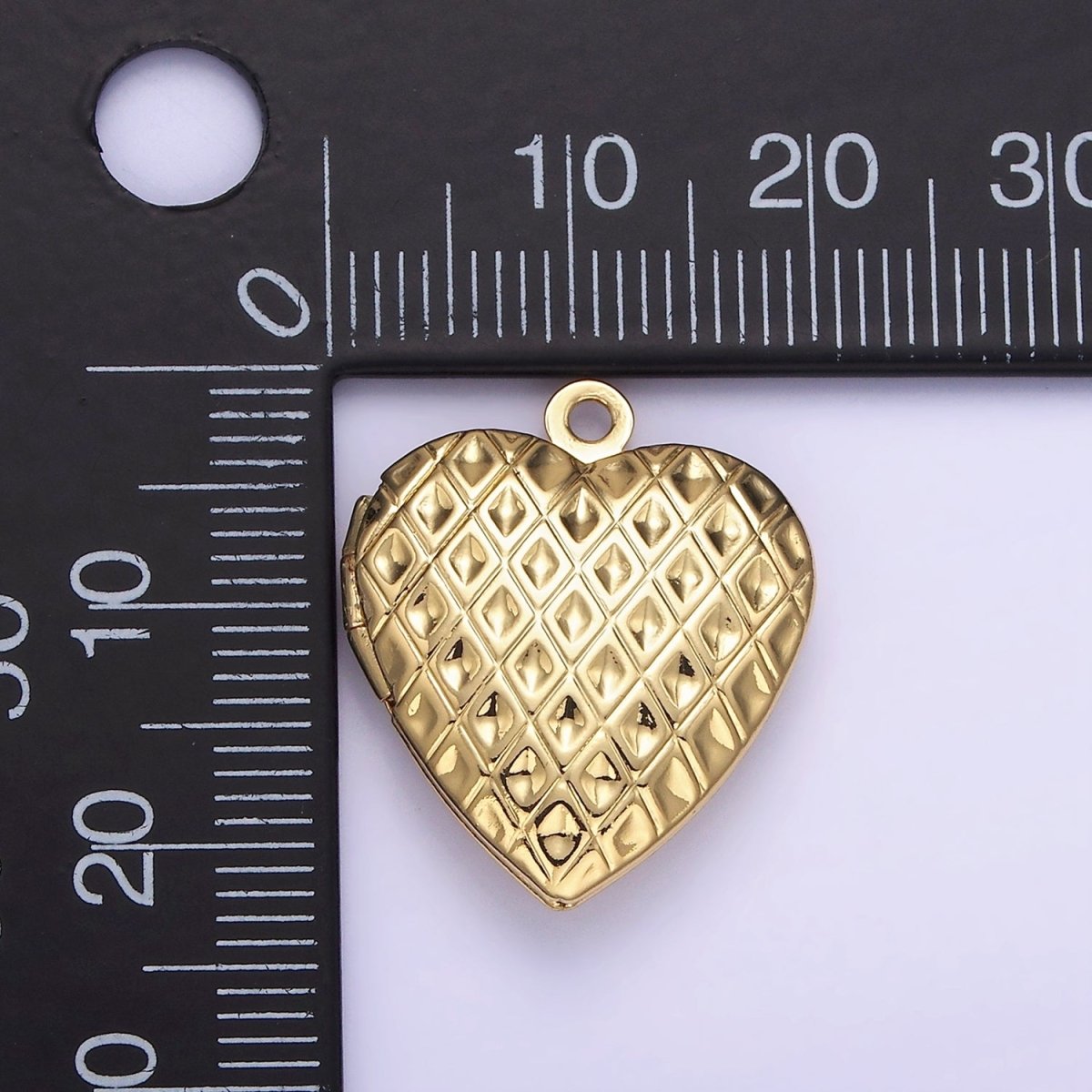 14K Gold plated Geometric Rhombus Indent Heart Locket Charm in Gold & Silver | D410
