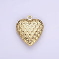 14K Gold plated Geometric Rhombus Indent Heart Locket Charm in Gold & Silver | D410