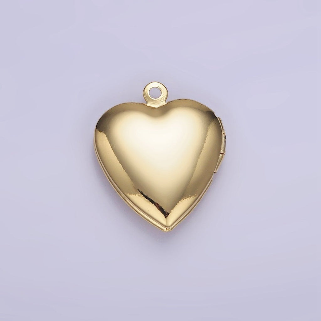 14K Gold plated Geometric Rhombus Indent Heart Locket Charm in Gold & Silver | D410