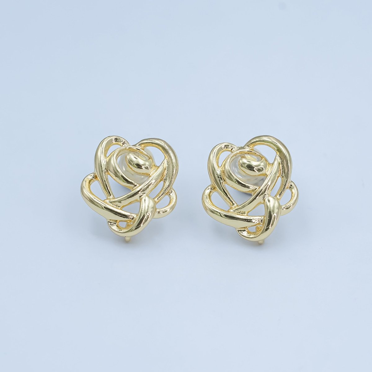 24K Gold plated Geometric Rope Drop Stud Earrings Findings | Z1113 - DLUXCA