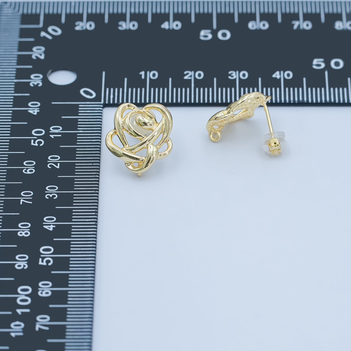 24K Gold plated Geometric Rope Drop Stud Earrings Findings | Z1113 - DLUXCA
