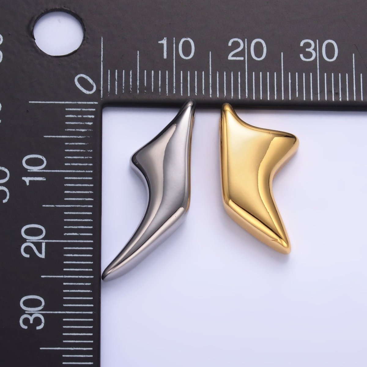 24K Gold plated Geometric Star Mixed Metal Slide Charm Set | W823 