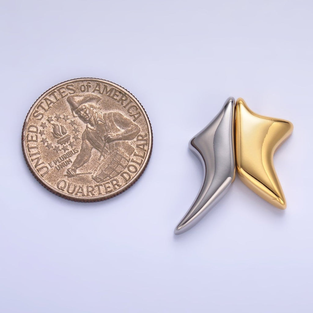 24K Gold plated Geometric Star Mixed Metal Slide Charm Set | W823 