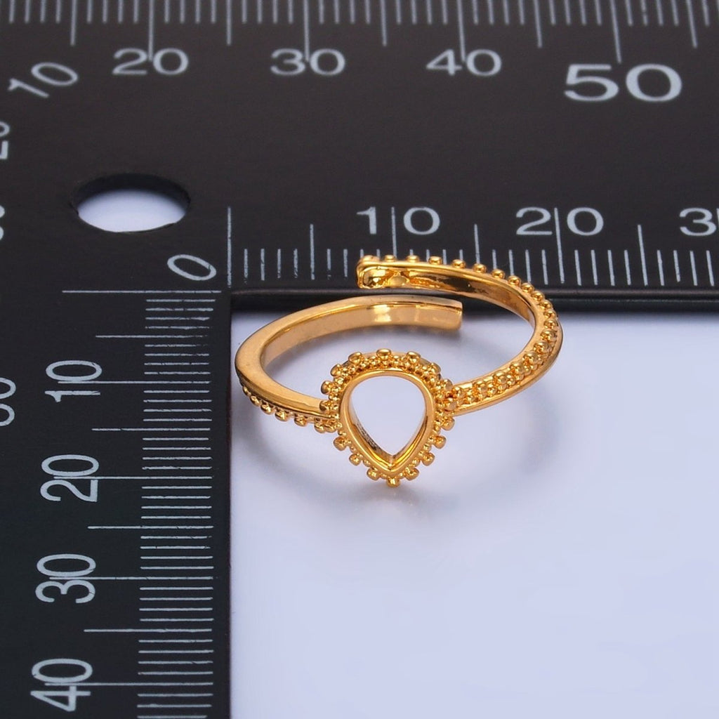 24K Gold plated Geometric Triangle Dotted Ring | O933 - DLUXCA