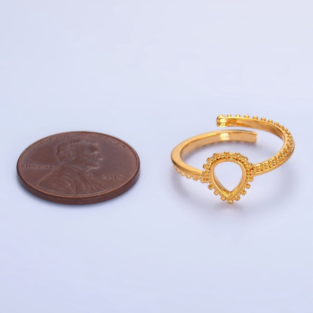 24K Gold plated Geometric Triangle Dotted Ring | O933 - DLUXCA