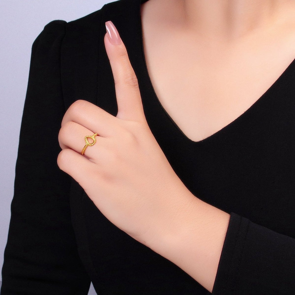 24K Gold plated Geometric Triangle Dotted Ring | O933 - DLUXCA