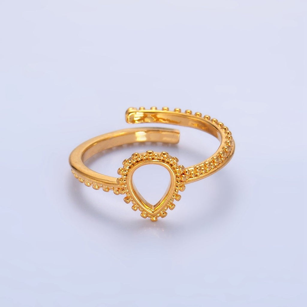 24K Gold plated Geometric Triangle Dotted Ring | O933 - DLUXCA