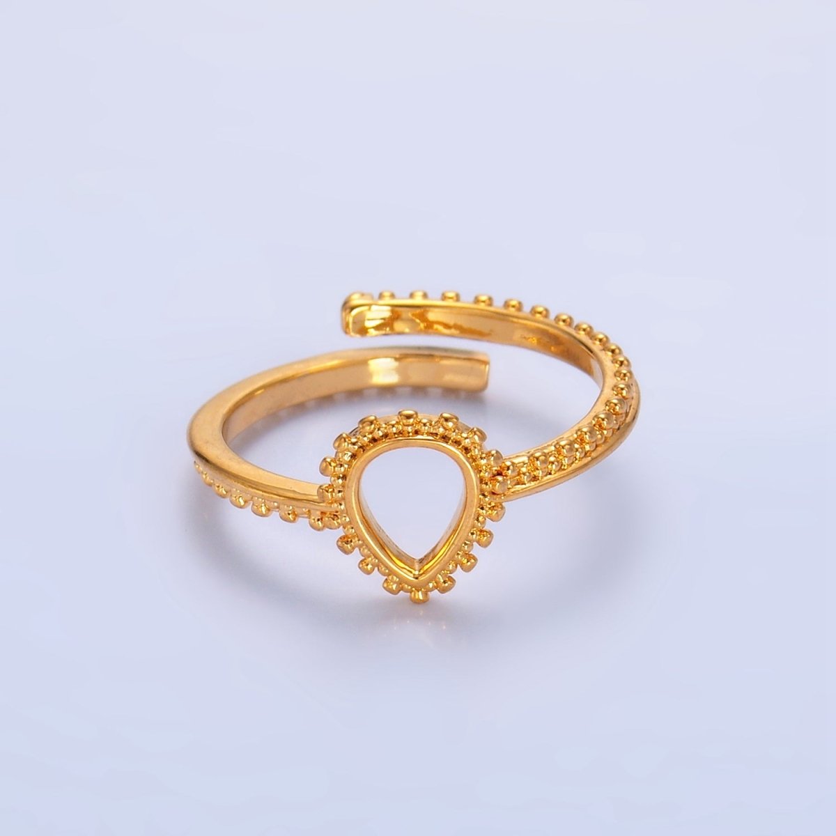 24K Gold plated Geometric Triangle Dotted Ring | O933 - DLUXCA