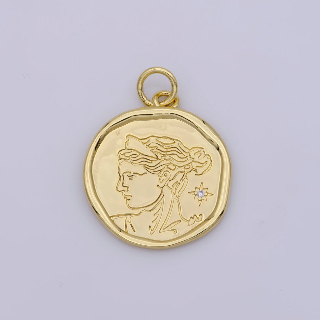 24K Gold plated Goddess Artemis of Hunt, Nature, Childbirth and Chastity Pendant | M929 - DLUXCA