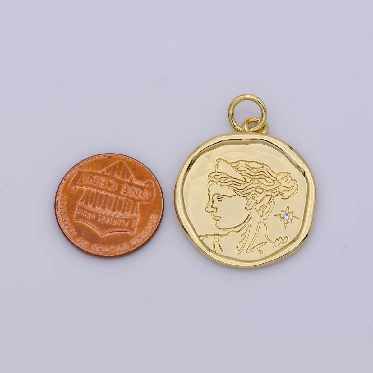 24K Gold plated Goddess Artemis of Hunt, Nature, Childbirth and Chastity Pendant | M929 - DLUXCA