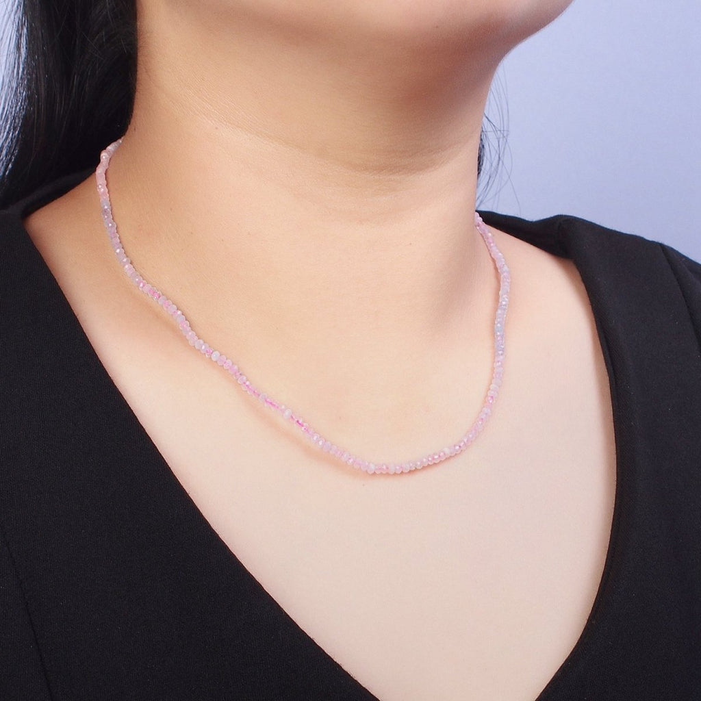 24K Gold plated Gold Beaded Necklace, Morganite Jewelry, Beaded Morganite Necklace, Dainty Gold Necklace, Beaded Layering Necklace | WA-1160 Clearance Pricing - DLUXCA