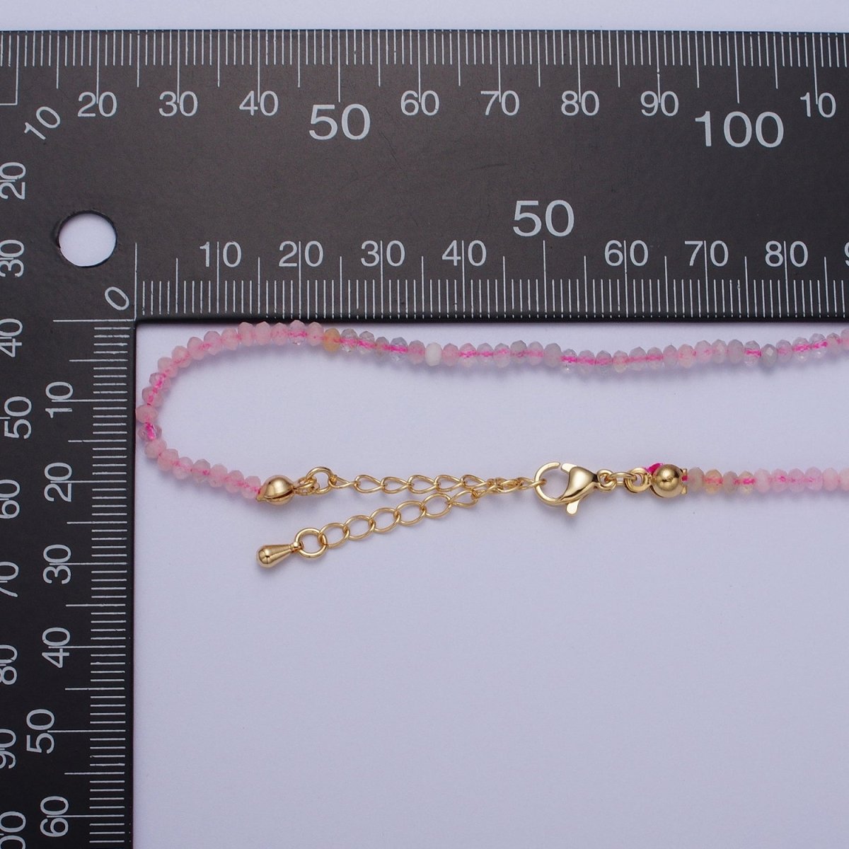 24K Gold plated Gold Beaded Necklace, Morganite Jewelry, Beaded Morganite Necklace, Dainty Gold Necklace, Beaded Layering Necklace | WA-1160 Clearance Pricing - DLUXCA