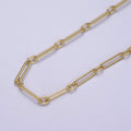 24k Gold plated Gold Cable Paperclip Chain by Yard, Link Cable Thick Elongated Chain, Wholesale Bulk Roll Chain Jewelry Making, 18.7X5.1mm Textured Paper Clip Chain | ROLL-609, ROLL-610 Clearance Pricing