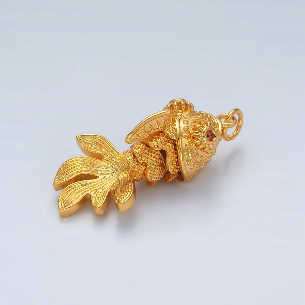 24K Gold plated Gold Fish Artisan Multidimensional Pet Animal Charm | E018 - DLUXCA