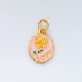 24K Gold plated Gold Rose, 17mm Round Floral Charm | M150 - DLUXCA