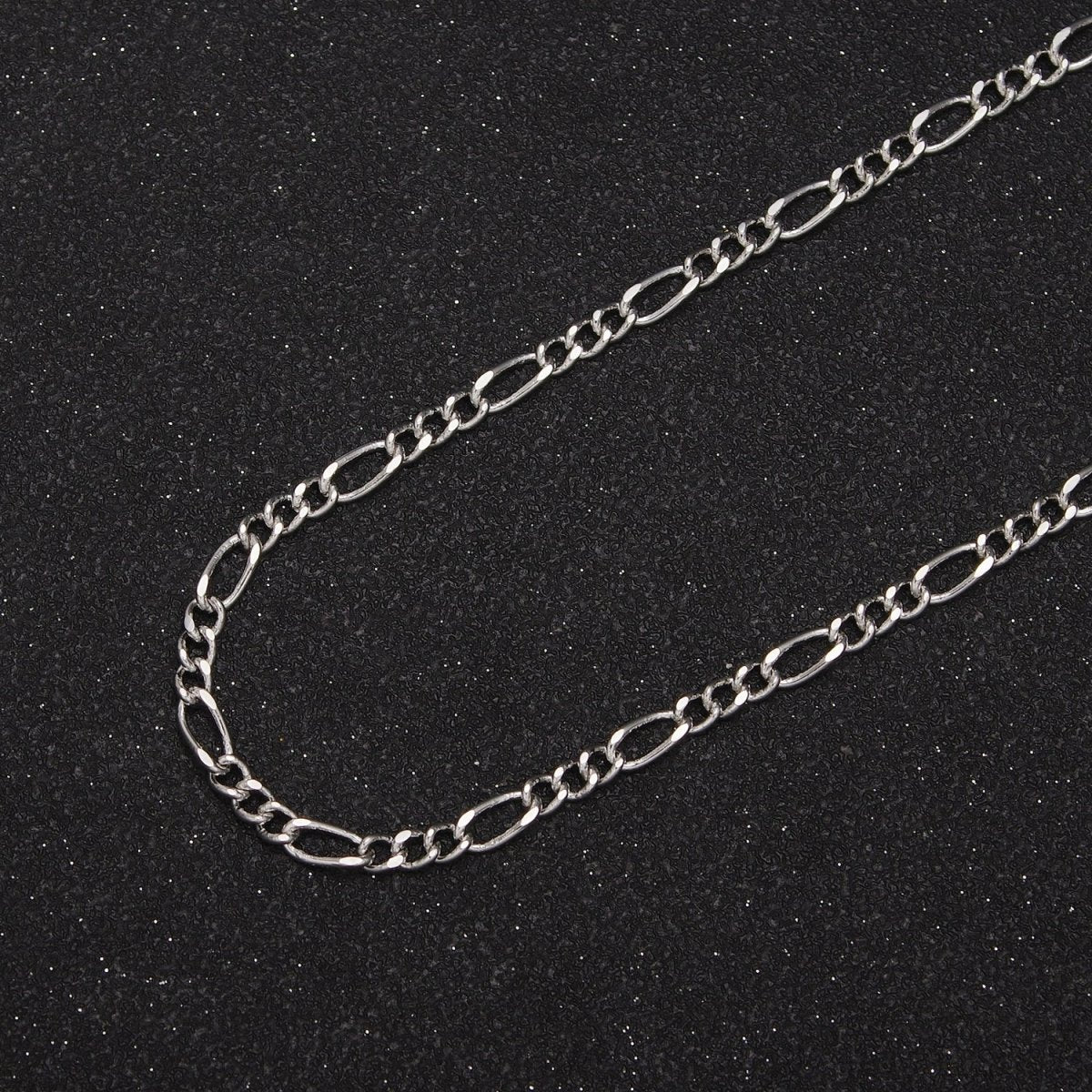 24K Gold plated Gold Silver Figaro Unfinished Chain, Dainty Figaro Wholesale Chain by Yard For Jewelry Making Supply Component | ROLL - 631, ROLL - 632 Clearance Pricing - DLUXCA