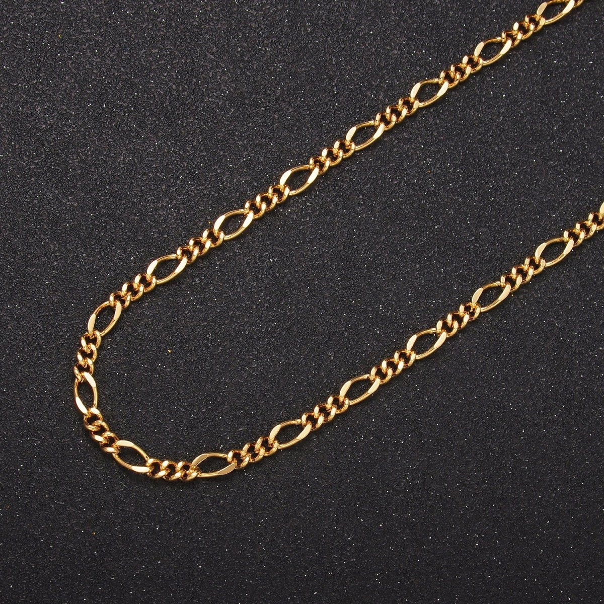 24K Gold plated Gold Silver Figaro Unfinished Chain, Dainty Figaro Wholesale Chain by Yard For Jewelry Making Supply Component | ROLL - 631, ROLL - 632 Clearance Pricing - DLUXCA