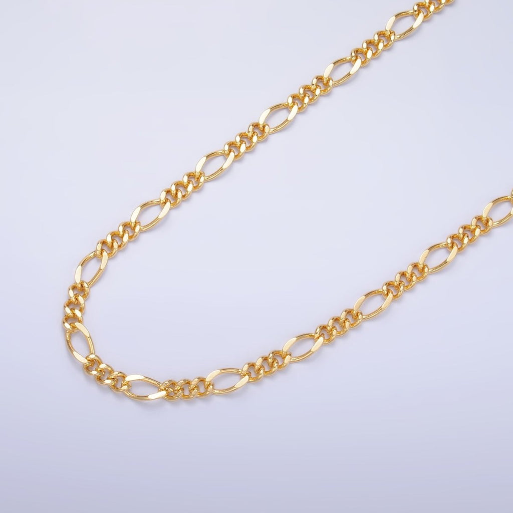24K Gold plated Gold Silver Figaro Unfinished Chain, Dainty Figaro Wholesale Chain by Yard For Jewelry Making Supply Component | ROLL - 631, ROLL - 632 Clearance Pricing - DLUXCA