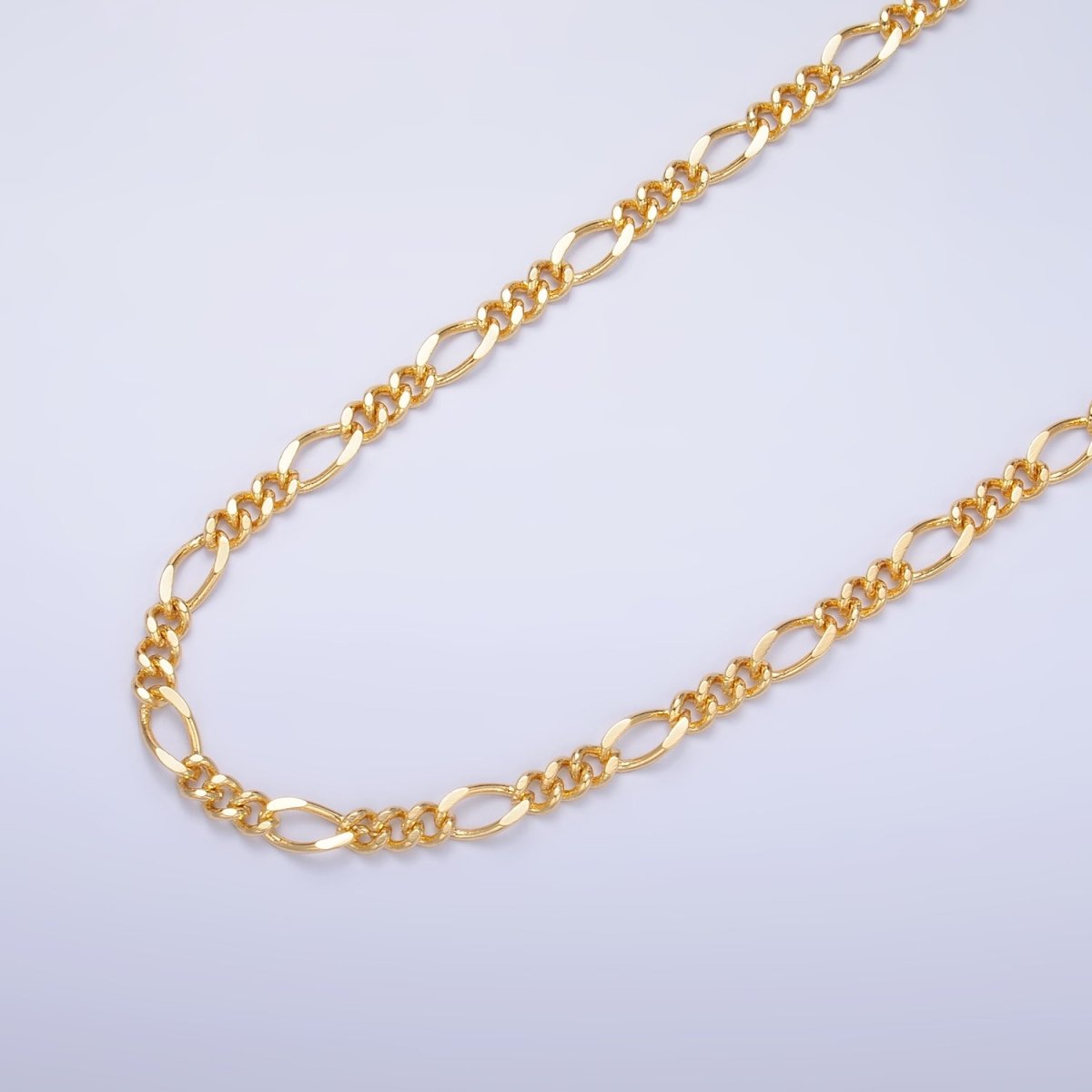 24K Gold plated Gold Silver Figaro Unfinished Chain, Dainty Figaro Wholesale Chain by Yard For Jewelry Making Supply Component | ROLL - 631, ROLL - 632 Clearance Pricing - DLUXCA