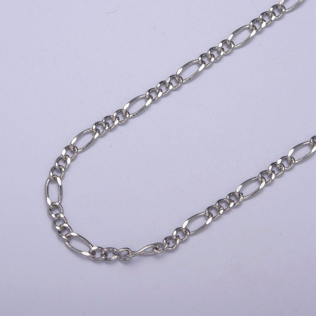 24K Gold plated Gold Silver Figaro Unfinished Chain, Dainty Figaro Wholesale Chain by Yard For Jewelry Making Supply Component | ROLL - 631, ROLL - 632 Clearance Pricing - DLUXCA
