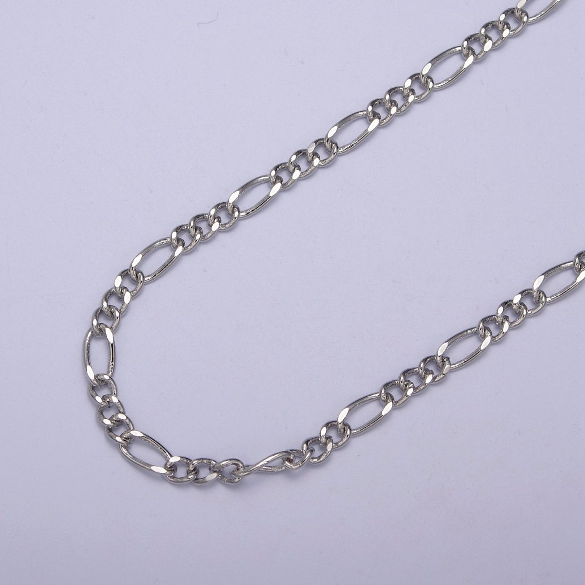 24K Gold plated Gold Silver Figaro Unfinished Chain, Dainty Figaro Wholesale Chain by Yard For Jewelry Making Supply Component | ROLL - 631, ROLL - 632 Clearance Pricing - DLUXCA