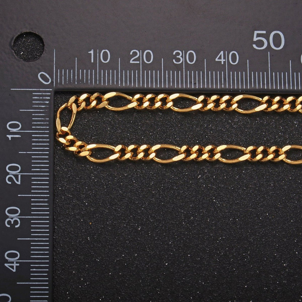 24K Gold plated Gold Silver Figaro Unfinished Chain, Dainty Figaro Wholesale Chain by Yard For Jewelry Making Supply Component | ROLL - 631, ROLL - 632 Clearance Pricing - DLUXCA