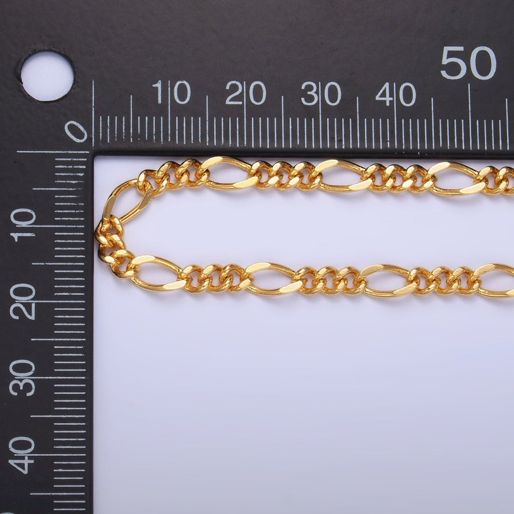 24K Gold plated Gold Silver Figaro Unfinished Chain, Dainty Figaro Wholesale Chain by Yard For Jewelry Making Supply Component | ROLL - 631, ROLL - 632 Clearance Pricing - DLUXCA