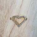 24K Gold plated Golden Heart Love Connector Micro Pave CZ DIY Charm Necklace Bracelet Earrings Findings for Jewelry Making F-419 - DLUXCA
