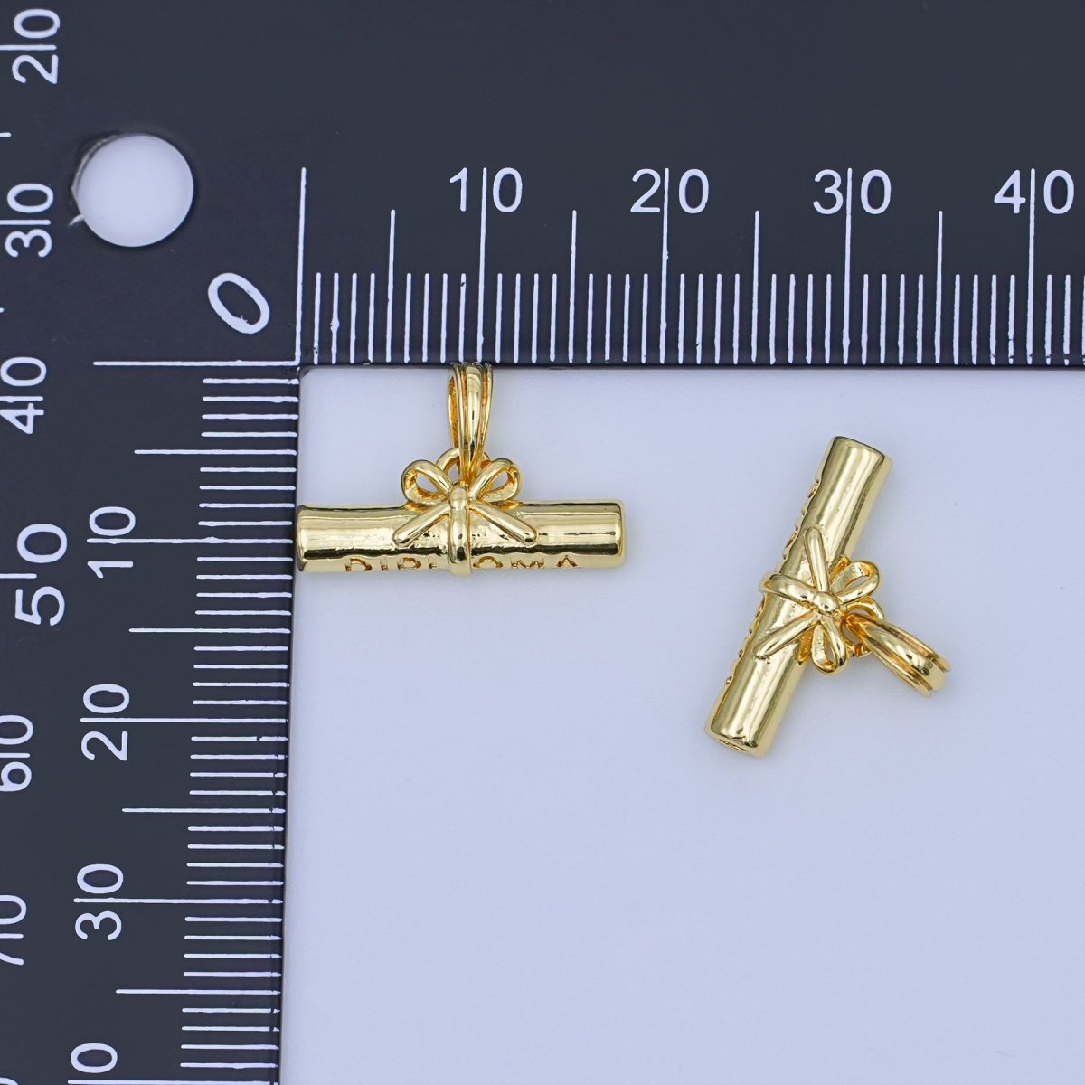 24K Gold plated Graduate Diploma Engraved Charm | AA1485 - DLUXCA