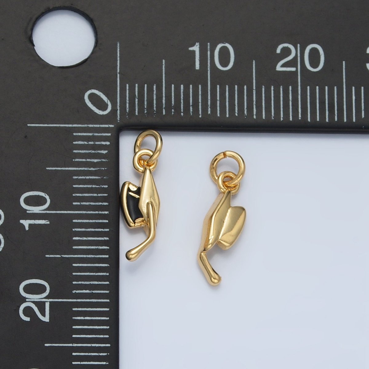 24K Gold plated Graduation Cap Black Enamel Mini Charm in Gold & Silver | N822 - DLUXCA