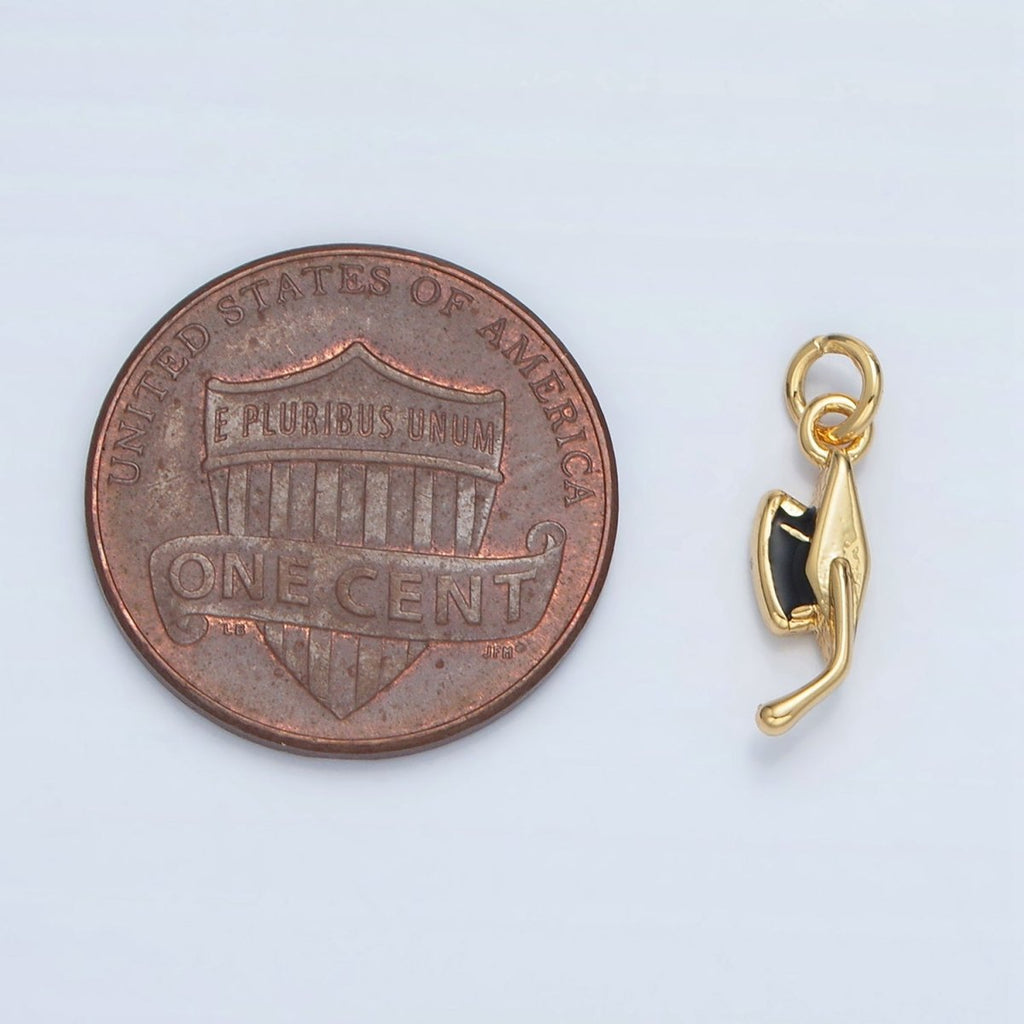 24K Gold plated Graduation Cap Black Enamel Mini Charm in Gold & Silver | N822 - DLUXCA