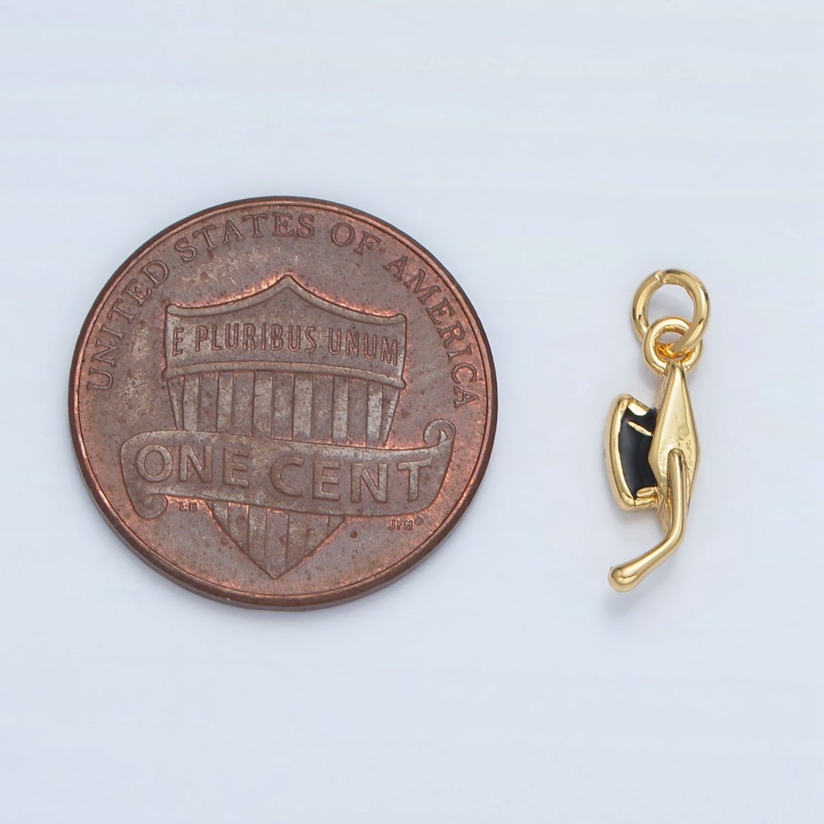 24K Gold plated Graduation Cap Black Enamel Mini Charm in Gold & Silver | N822 - DLUXCA
