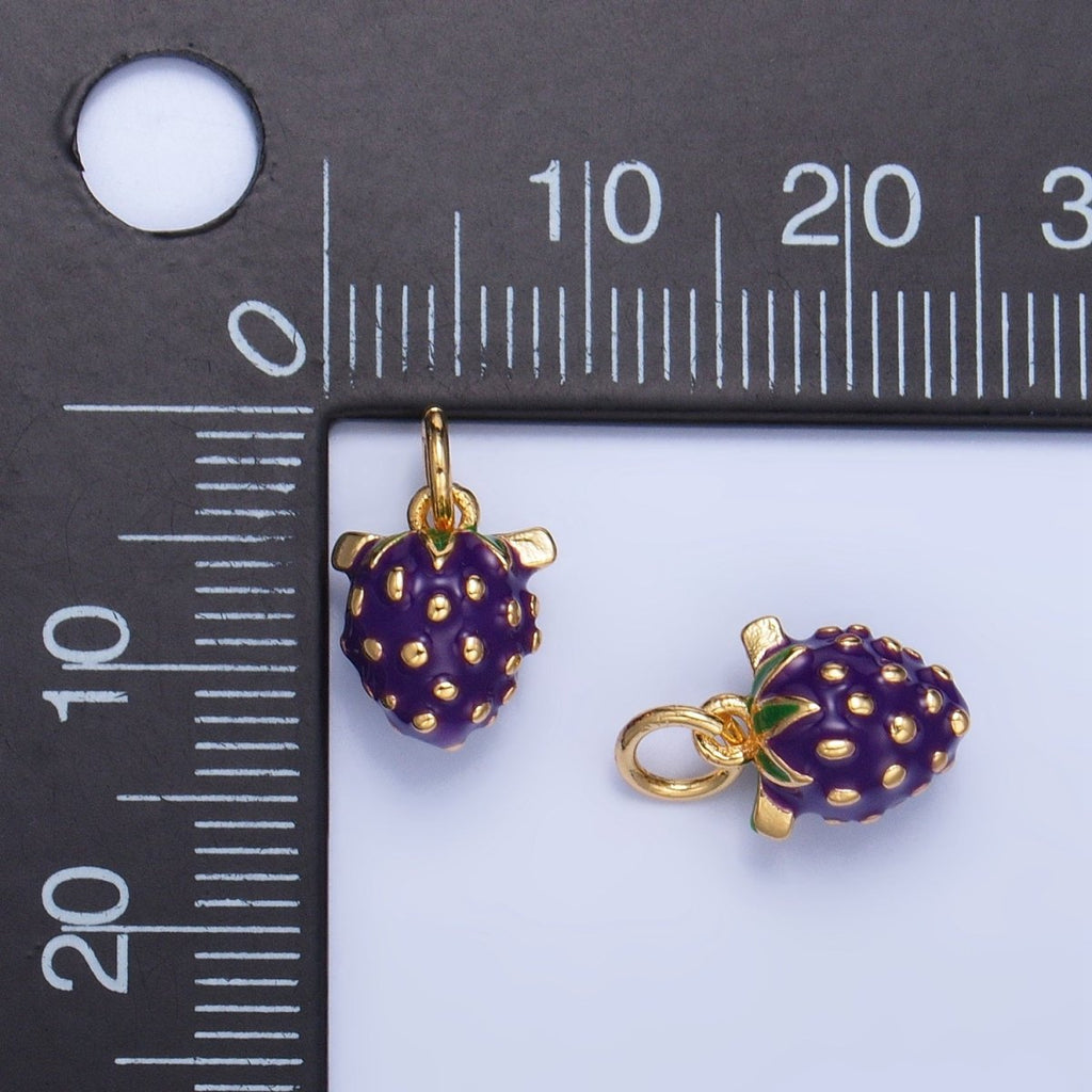 24K Gold plated Grape Fruit Enamel Mini Multidimensional Charm | W060 - DLUXCA