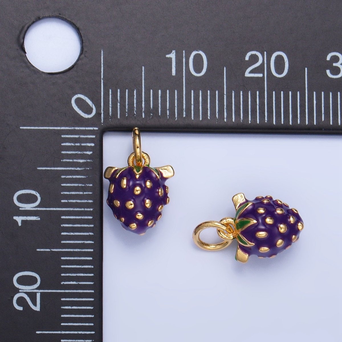 24K Gold plated Grape Fruit Enamel Mini Multidimensional Charm | W060 - DLUXCA