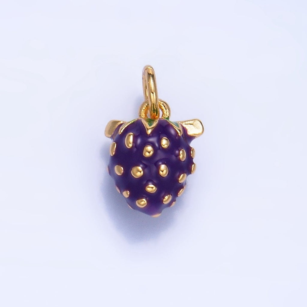 24K Gold plated Grape Fruit Enamel Mini Multidimensional Charm | W060 - DLUXCA